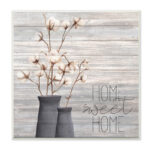Grey Home Sweet Home Cotton Flower in Vase by Kimberly Allen - Painting