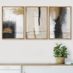 Grunge Abstract Paint Stroke Effect Tan Gray Neutral Organic Modern Pictures Framed Canvas Abstract Living Room Wall Art Painting Print - Image 6