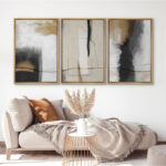 Grunge Abstract Paint Stroke Effect Tan Gray Neutral Organic Modern Pictures Framed Canvas Abstract Living Room Wall Art Painting Print - Image 8