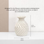 Handcrafted White Bud Shaped Ecomix Vase with Textured Wave-design - Image 4