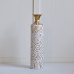 Handmade Ornate Metal Floor Vase, Gold Relief Medallion, Large Tall Flower Vase(Set Of 3) - Image 7