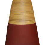 Harlow 31.5 inch Tall Bamboo Floor Vase, Burgundy and Natural Finish, Decorative Accent - Image 2