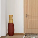 Harlow 31.5 inch Tall Bamboo Floor Vase, Burgundy and Natural Finish, Decorative Accent - Image 3