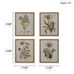 Herbal Botany 4-Piece Framed Canvas Wall Art Set with Botanical Illustrations - Image 5