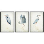 Heron Crane Bird Animals Nautical Decor - Large Framed Canvas Living Room Wall Art Work Set 3 Print - Image 5