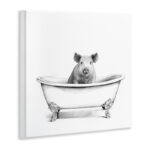 Hog in Bath Tub Minimal Bathroom Sketch by Victoria Borges - Drawing Print Print - Image 2