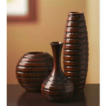 Hosley's Set of 3 Carved Wood Vases Small 6" Medium 8" and Tall 12" High. Ideal Gift for Floral Arrangements Wedding and Use for Home Office Decor Fireplace Floor Vases Spa Aromatherapy Settings - Image 2