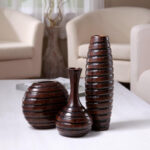 Hosley's Set of 3 Carved Wood Vases Small 6" Medium 8" and Tall 12" High. Ideal Gift for Floral Arrangements Wedding and Use for Home Office Decor Fireplace Floor Vases Spa Aromatherapy Settings - Image 3