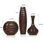 Hosley's Set of 3 Carved Wood Vases Small 6" Medium 8" and Tall 12" High. Ideal Gift for Floral Arrangements Wedding and Use for Home Office Decor Fireplace Floor Vases Spa Aromatherapy Settings - Image 4