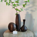 Hosley's Set of 3 Carved Wood Vases Small 6" Medium 8" and Tall 12" High. Ideal Gift for Floral Arrangements Wedding and Use for Home Office Decor Fireplace Floor Vases Spa Aromatherapy Settings - Image 5