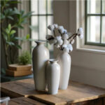 Hosley Set of 3 Crackle Ivory Ceramic Vases. Ideal Gift for Floral Arrangements Wedding or Special Occasions for Use in Home Office Decor Spa Aromatherapy Settings - Image 2
