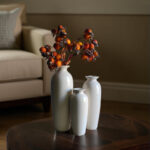 Hosley Set of 3 Crackle Ivory Ceramic Vases. Ideal Gift for Floral Arrangements Wedding or Special Occasions for Use in Home Office Decor Spa Aromatherapy Settings - Image 3