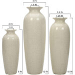 Hosley Set of 3 Crackle Ivory Ceramic Vases. Ideal Gift for Floral Arrangements Wedding or Special Occasions for Use in Home Office Decor Spa Aromatherapy Settings - Image 4