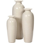 Hosley Set of 3 Crackle Ivory Ceramic Vases. Ideal Gift for Floral Arrangements Wedding or Special Occasions for Use in Home Office Decor Spa Aromatherapy Settings - Image 8