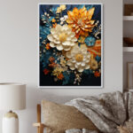 Humira Orange Teal Botanical Whirlwind II - Abstract Botanicals Wall Art