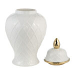 Idena Stoneware Ceramic Decorative Lidded Jar with Textured Design and Elegant Detailing - Image 2