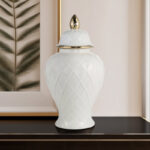 Idena Stoneware Ceramic Decorative Lidded Jar with Textured Design and Elegant Detailing