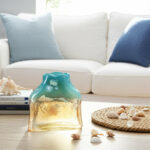 Isolina Beach-Inspired Decorative Glass Vase â€“ Tall Vase and Table Vase for Shelf Decor, Entryway or Mantel Styling â€“ Unique Home Decor Flower Vase Accent â€“ Blue & Tan