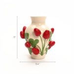 Ivory with Red Strawberries 11-Inch Tall Vase - Image 5
