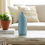 Jemiliah Stoneware Ceramic Vase with Textured Diamond Design - Image 4