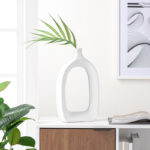 Keiko 15" Modern Cut Out White Ceramic Vase - Image 4