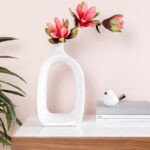 Keiko 15" Modern Cut Out White Ceramic Vase - Image 7