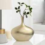Kuba 8" Satin Gold Ceramic Decorative Vase
