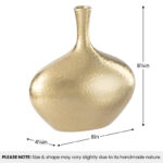Kuba 8" Satin Gold Ceramic Decorative Vase - Image 3