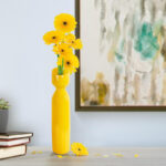 Kymoni Contemporary Glossy Yellow Slanted Top Ceramic Vase - Image 6