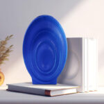 Kymya Radiant Blue Ribbed Ceramic Vase - Image 5