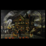 LED Lighted Creepy Haunted House Halloween Canvas Wall Art