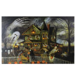 LED Lighted Creepy Haunted House Halloween Canvas Wall Art - Image 2