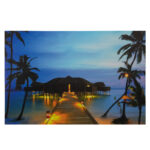 LED Lighted Tropical Paradise Island Scene Canvas Wall Art 23.5" x 15.75" - Image 2