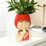 Lady Strawberries Ceramic 8.7-Inch Tall Sculpture Vase - Image 2
