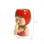 Lady Strawberries Ceramic 8.7-Inch Tall Sculpture Vase - Image 4