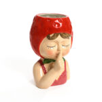 Lady Strawberries Ceramic 8.7-Inch Tall Sculpture Vase - Image 6