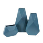 Lalar Matte Teal Contemporary 3-D Geometric Ceramic Vase