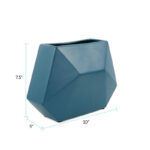 Lalar Matte Teal Contemporary 3-D Geometric Ceramic Vase - Image 4