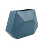 Lalar Matte Teal Contemporary 3-D Geometric Ceramic Vase - Image 5