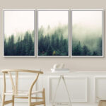 Landscape with Trees in Mist - 3 Piece Canvas Photograph Print Set