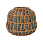 Lavola Debossed Terra-cotta Vase, Natural and Blue - Image 7