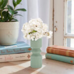 Leifsson Modern Stoneware Ceramic Vase with Sculptural Geometric Textures and Boho-Inspired Design