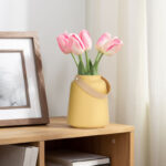 Lido 6" Modern Ceramic Sage Green Table Vase with Strap Handle - Image 6