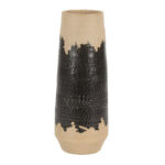Lona Porcelain Ceramic Decorative Black Vase with Terracotta Details - Image 2
