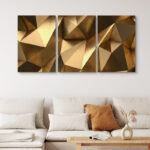 Luxury Abstract Polygonal Background 3D Effect Rendering Canvas 3 Pieces Print - Image 4