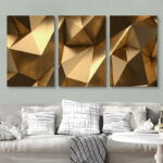 Luxury Abstract Polygonal Background 3D Effect Rendering Canvas 3 Pieces Print - Image 8