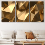 Luxury Abstract Polygonal Background 3D Effect Rendering Canvas 3 Pieces Print