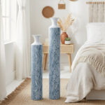 Luxury Metal Tall Vases, Large Floor Vase Set of 2, 32" and 40" Living Room, Home, Office Decor