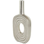 Maebri Aluminum Metal Circular Decorative Vase with Linear Etchings