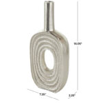 Maebri Aluminum Metal Circular Decorative Vase with Linear Etchings - Image 5